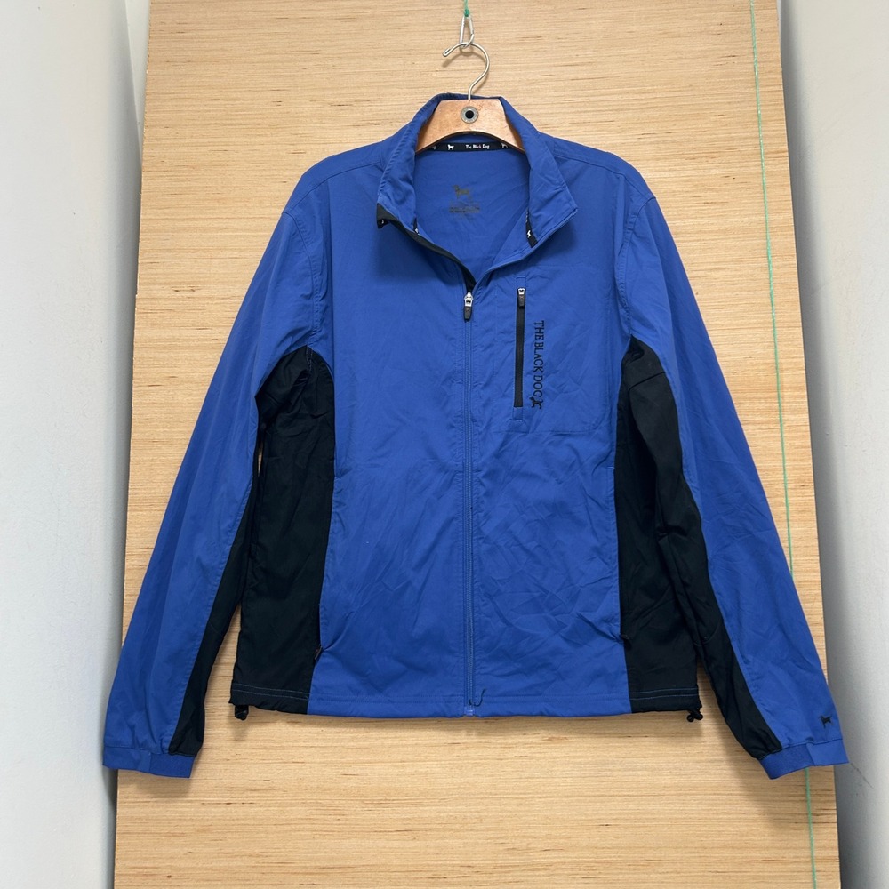 The Black Dog Mens Small Blue Black Colorblock Full Zip Softshell Jacket 71
